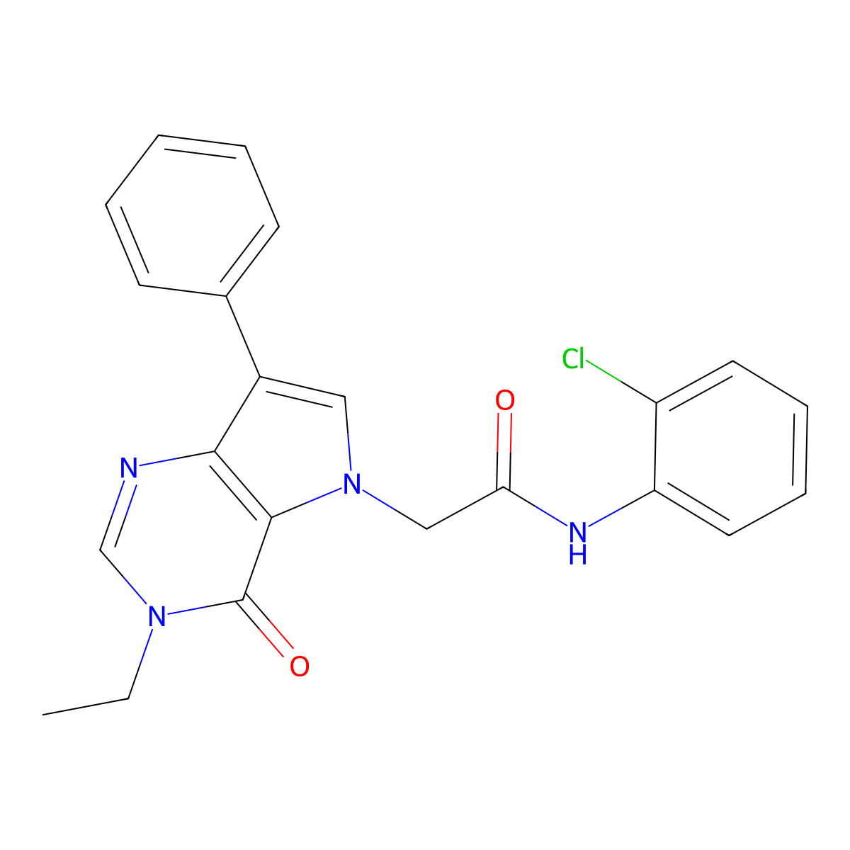 N-(2-chlorophenyl)-2-(3-ethyl-4-oxo-7-phenyl-3,4-dihydro-5H-pyrrolo[3,2-d]pyrimidin-5-yl)acetamide molecular structure, CAS 1251613-98-5