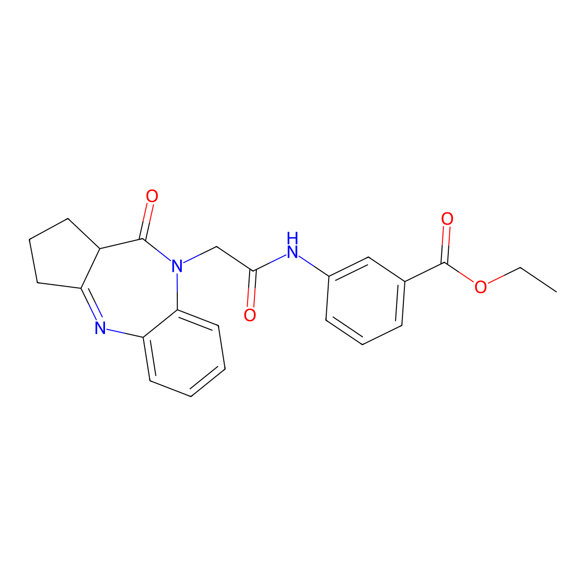 Ethyl 3-(2-{8-oxo-2,9-diazatricyclo[8.4.0.0^{3,7}]tetradeca-1(10),2,11,13-tetraen-9-yl}acetamido)benzoate molecular structure, CAS 1251614-02-4
