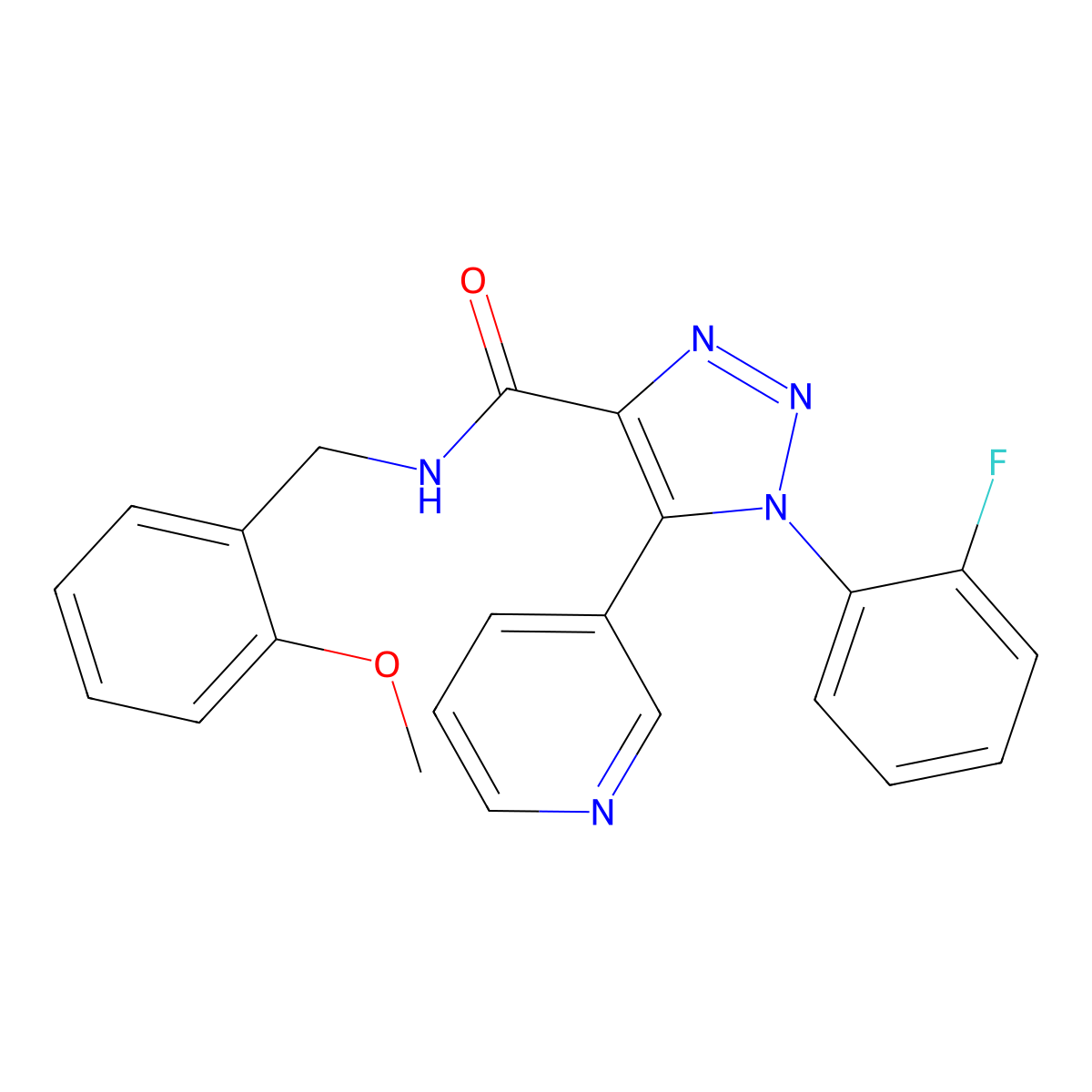 1-(2-fluorophenyl)-N-[(2-methoxyphenyl)methyl]-5-(pyridin-3-yl)-1H-1,2,3-triazole-4-carboxamide molecular structure, CAS 1251614-07-9