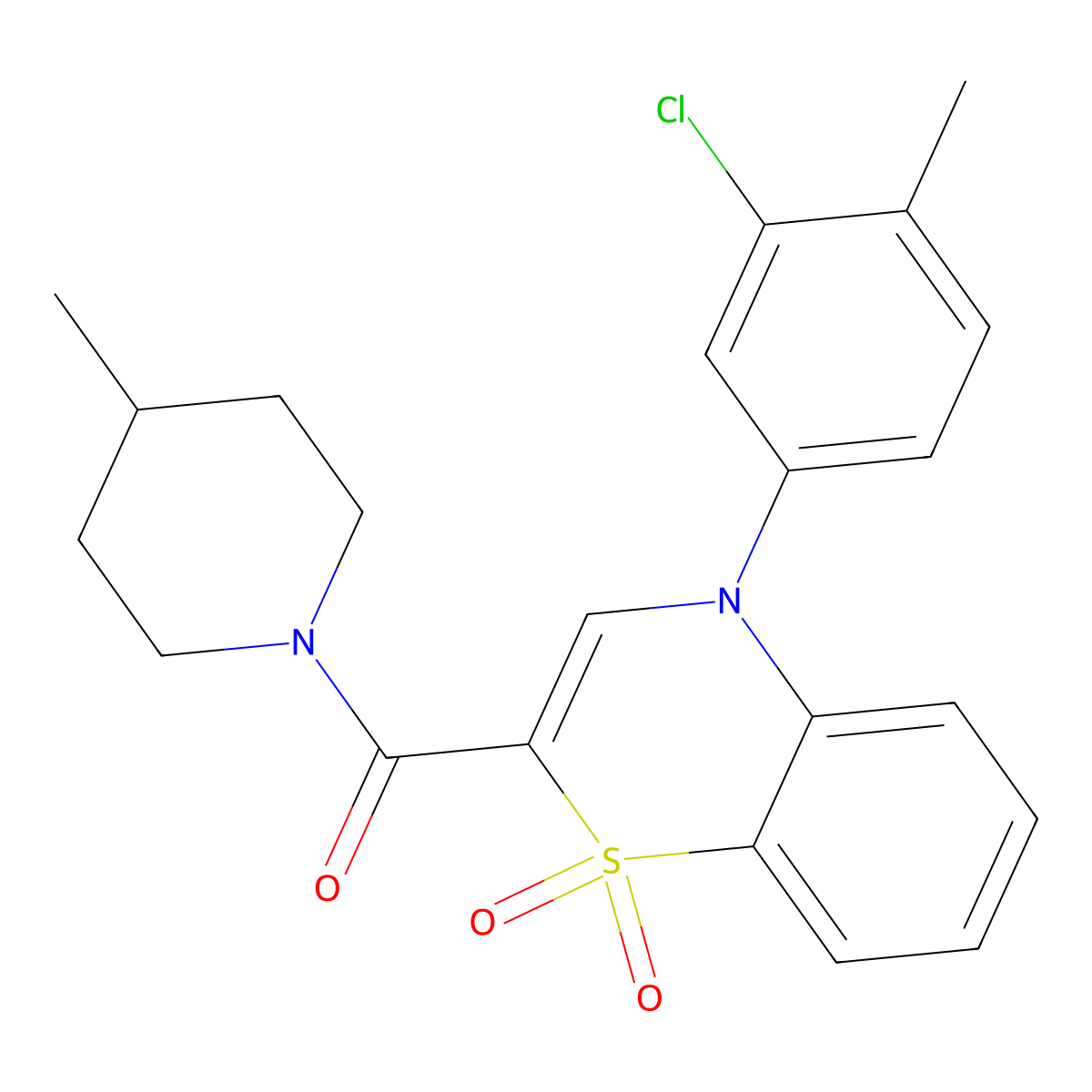 [4-(3-chloro-4-methylphenyl)-1,1-dioxido-4H-1,4-benzothiazin-2-yl](4-methylpiperidin-1-yl)methanone molecular structure, CAS 1251614-10-4
