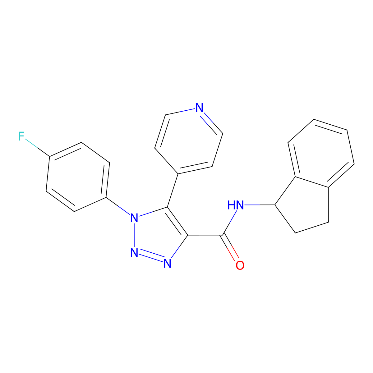 N-(2,3-dihydro-1H-inden-1-yl)-1-(4-fluorophenyl)-5-(pyridin-4-yl)-1H-1,2,3-triazole-4-carboxamide molecular structure, CAS 1251614-12-6