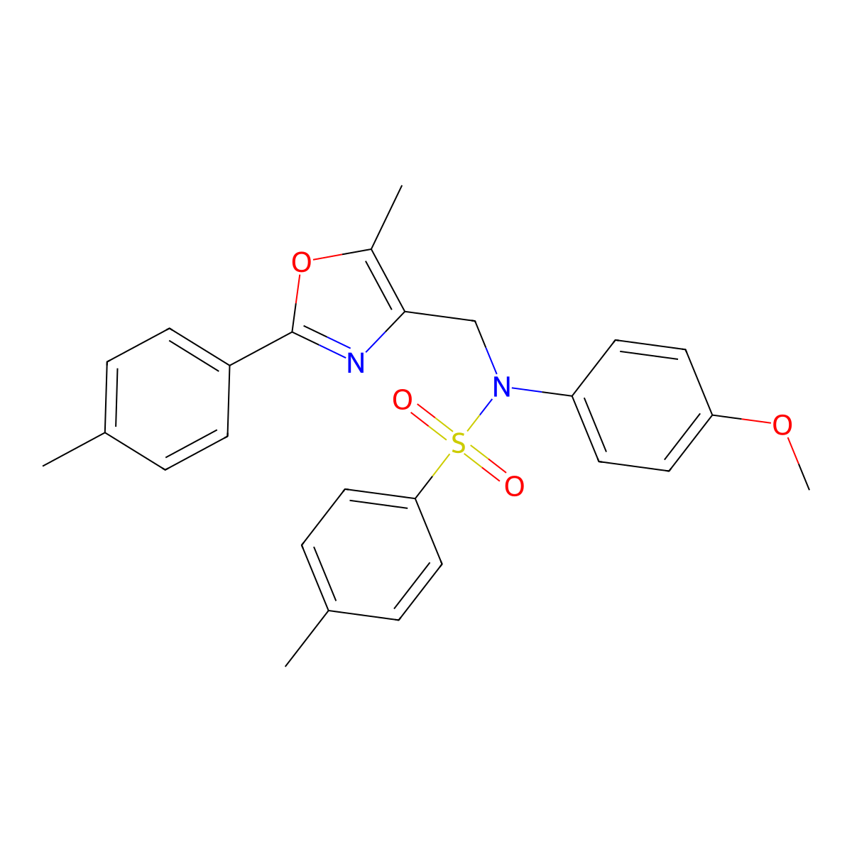 N-(4-methoxyphenyl)-4-methyl-N-{[5-methyl-2-(4-methylphenyl)-1,3-oxazol-4-yl]methyl}benzenesulfonamide molecular structure, CAS 1251614-13-7