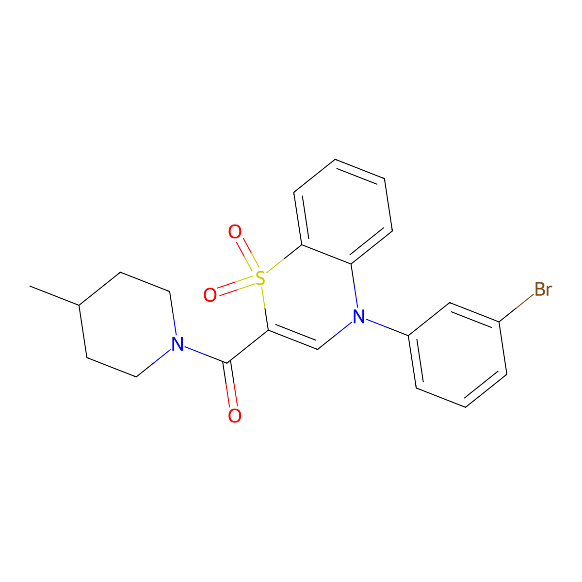 [4-(3-bromophenyl)-1,1-dioxido-4H-1,4-benzothiazin-2-yl](4-methylpiperidin-1-yl)methanone molecular structure, CAS 1251614-16-0