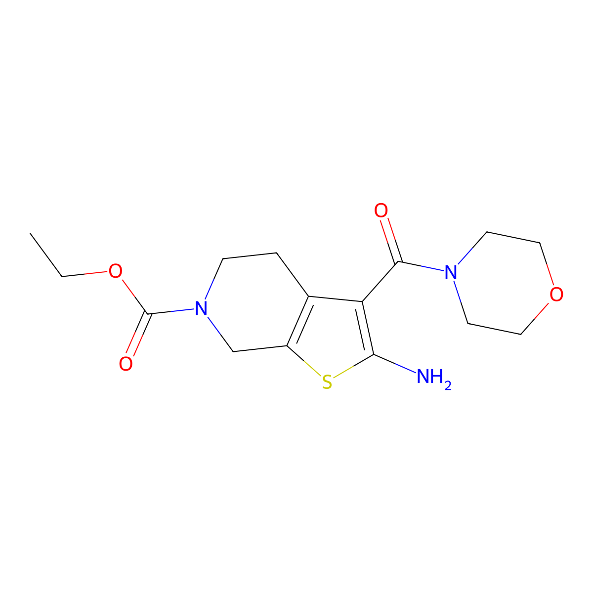 ethyl 2-amino-3-(morpholine-4-carbonyl)-4,7-dihydrothieno[2,3-c]pyridine-6(5H)-carboxylate molecular structure, CAS 1251614-22-8