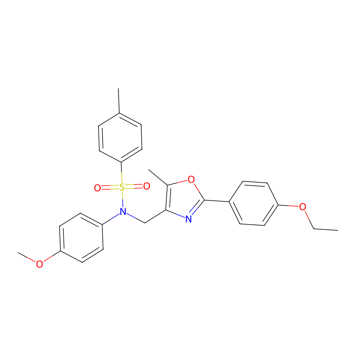 N-{[2-(4-ethoxyphenyl)-5-methyl-1,3-oxazol-4-yl]methyl}-N-(4-methoxyphenyl)-4-methylbenzene-1-sulfonamide molecular structure, CAS 1251614-25-1