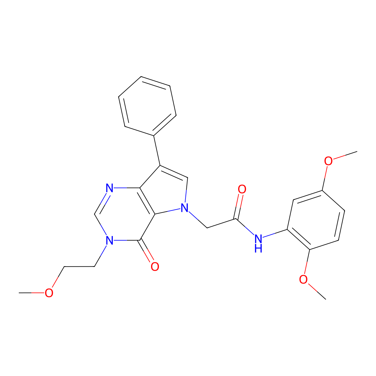 N-(2,5-dimethoxyphenyl)-2-[3-(2-methoxyethyl)-4-oxo-7-phenyl-3,4-dihydro-5H-pyrrolo[3,2-d]pyrimidin-5-yl]acetamide molecular structure, CAS 1251614-30-8