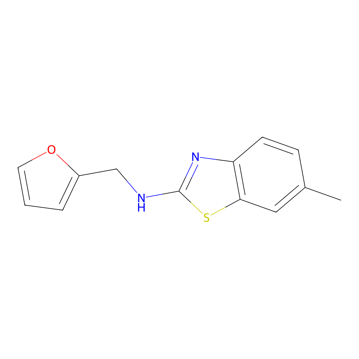 N-(furan-2-ylmethyl)-6-methylbenzo[d]thiazol-2-amine molecular structure, CAS 1251614-33-1