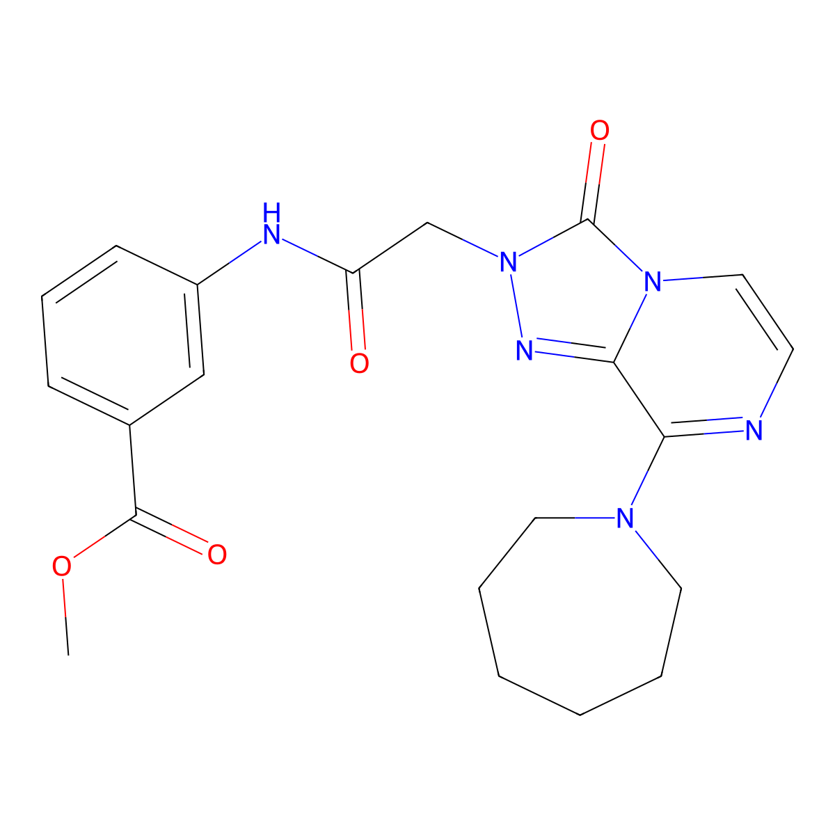 methyl 3-{2-[8-(azepan-1-yl)-3-oxo-2H,3H-[1,2,4]triazolo[4,3-a]pyrazin-2-yl]acetamido}benzoate molecular structure, CAS 1251614-37-5