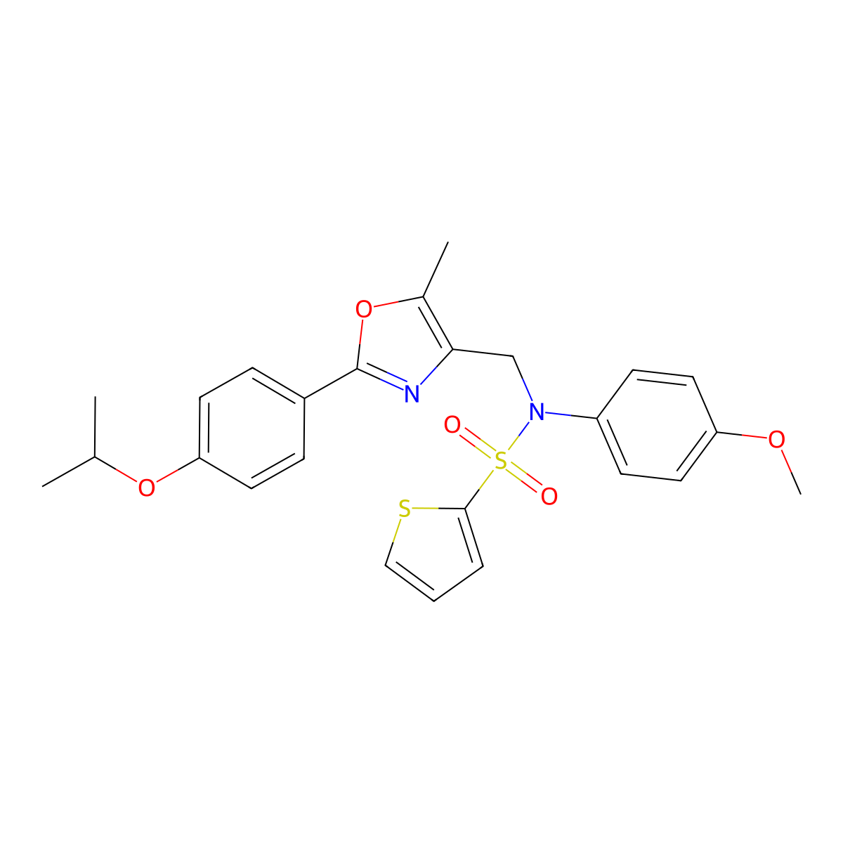 N-((2-(4-isopropoxyphenyl)-5-methyloxazol-4-yl)methyl)-N-(4-methoxyphenyl)thiophene-2-sulfonamide molecular structure, CAS 1251614-39-7