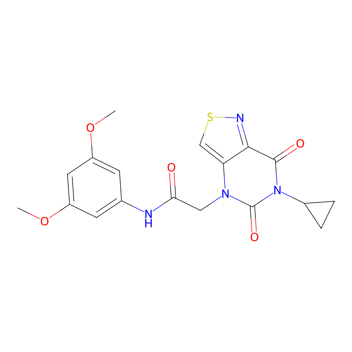 2-{6-cyclopropyl-5,7-dioxo-4H,5H,6H,7H-[1,2]thiazolo[4,3-d]pyrimidin-4-yl}-N-(3,5-dimethoxyphenyl)acetamide molecular structure, CAS 1251614-40-0