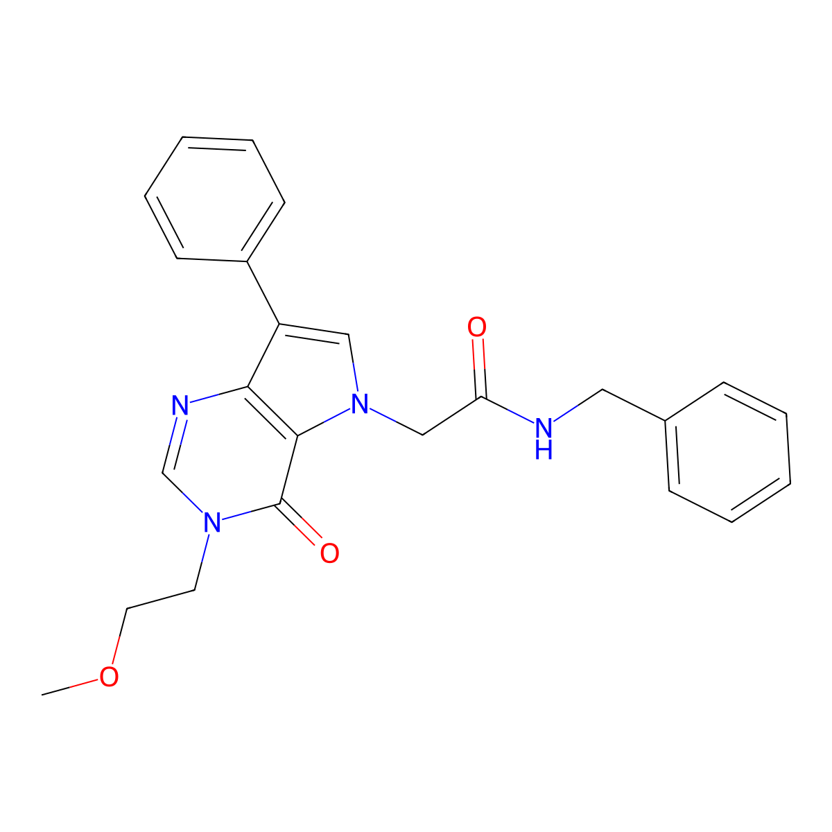 N-benzyl-2-[3-(2-methoxyethyl)-4-oxo-7-phenyl-3,4-dihydro-5H-pyrrolo[3,2-d]pyrimidin-5-yl]acetamide molecular structure, CAS 1251614-42-2