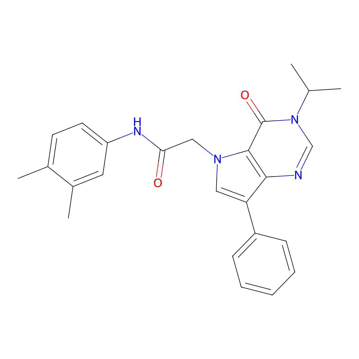 N-(3,4-dimethylphenyl)-2-[4-oxo-7-phenyl-3-(propan-2-yl)-3H,4H,5H-pyrrolo[3,2-d]pyrimidin-5-yl]acetamide molecular structure, CAS 1251614-46-6