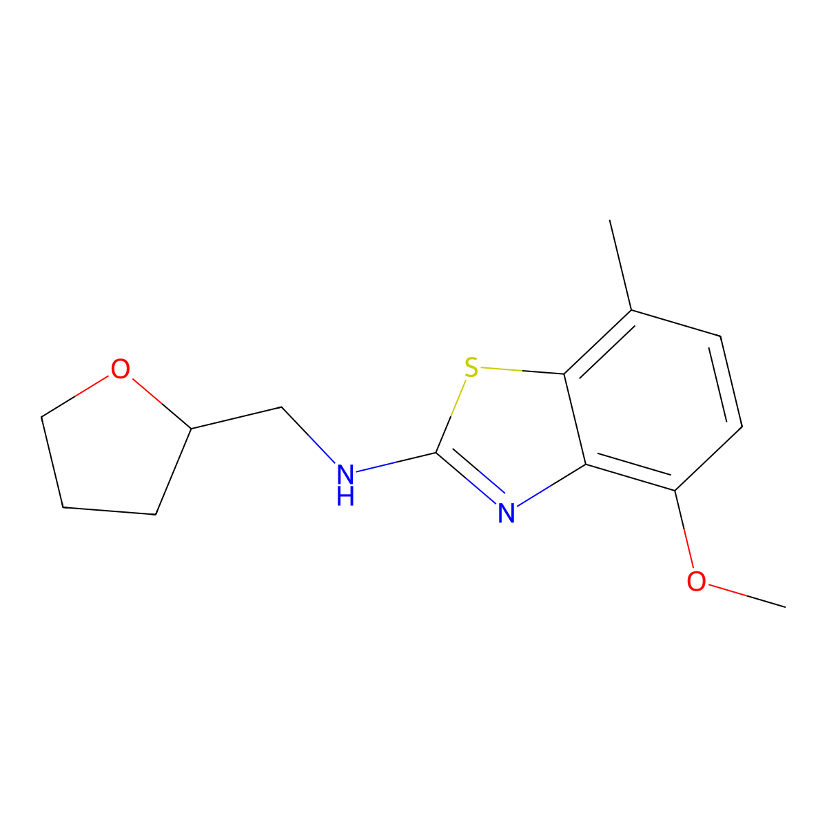 4-methoxy-7-methyl-N-((tetrahydrofuran-2-yl)methyl)benzo[d]thiazol-2-amine molecular structure, CAS 1251614-48-8
