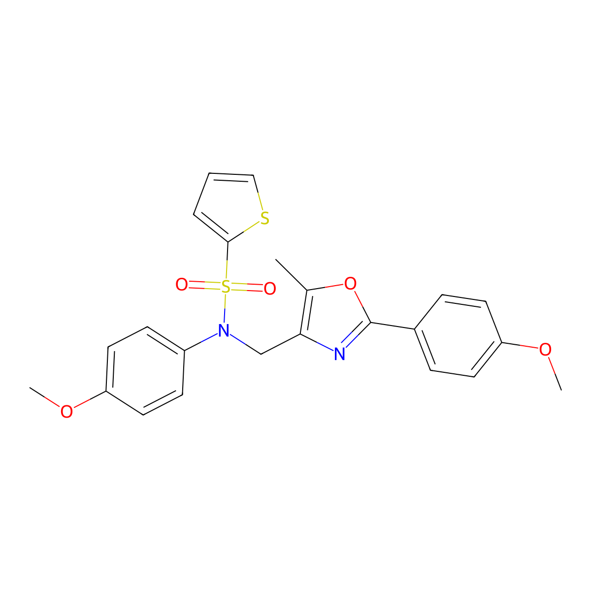 N-(4-methoxyphenyl)-N-{[2-(4-methoxyphenyl)-5-methyl-1,3-oxazol-4-yl]methyl}thiophene-2-sulfonamide molecular structure, CAS 1251614-53-5