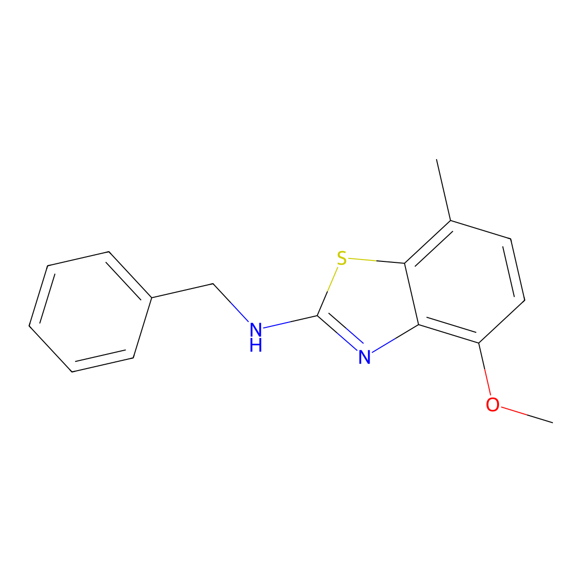 N-benzyl-4-methoxy-7-methyl-1,3-benzothiazol-2-amine molecular structure, CAS 1251614-64-8
