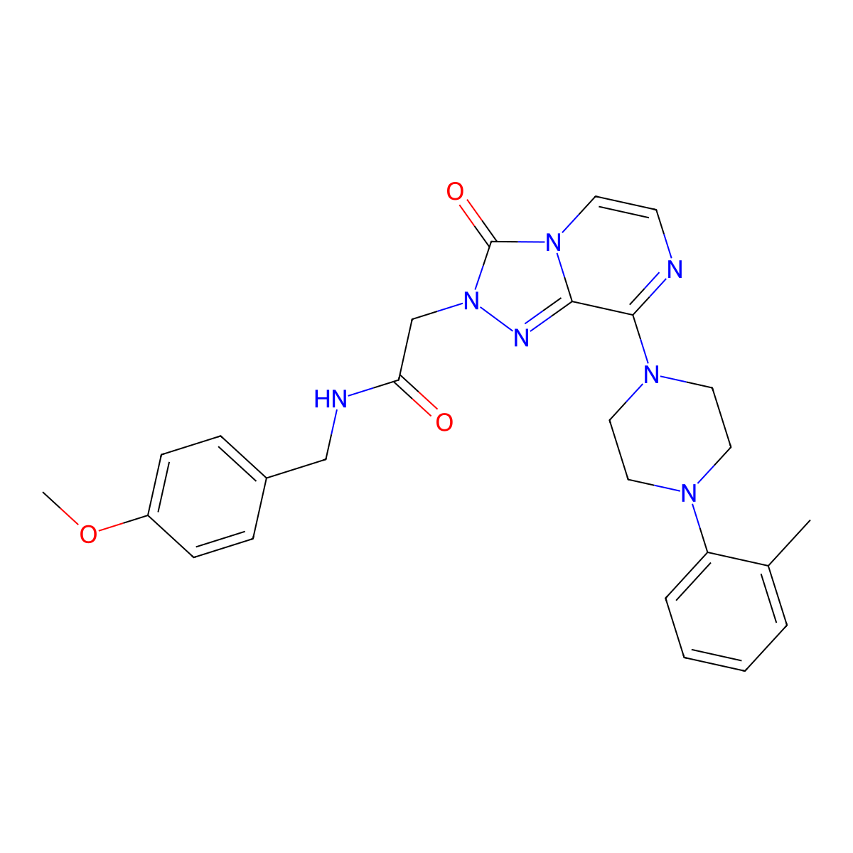 N-[(4-methoxyphenyl)methyl]-2-{8-[4-(2-methylphenyl)piperazin-1-yl]-3-oxo-2H,3H-[1,2,4]triazolo[4,3-a]pyrazin-2-yl}acetamide molecular structure, CAS 1251614-77-3