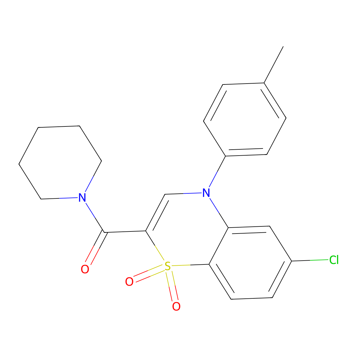 6-chloro-4-(4-methylphenyl)-2-(piperidine-1-carbonyl)-4H-1lambda6,4-benzothiazine-1,1-dione molecular structure, CAS 1251614-81-9