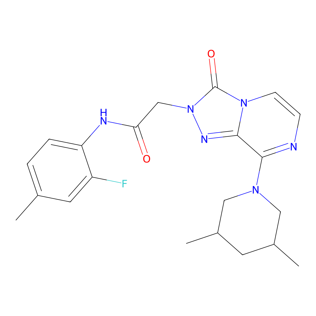 2-(8-(3,5-dimethylpiperidin-1-yl)-3-oxo-[1,2,4]triazolo[4,3-a]pyrazin-2(3H)-yl)-N-(2-fluoro-4-methylphenyl)acetamide molecular structure, CAS 1251614-85-3