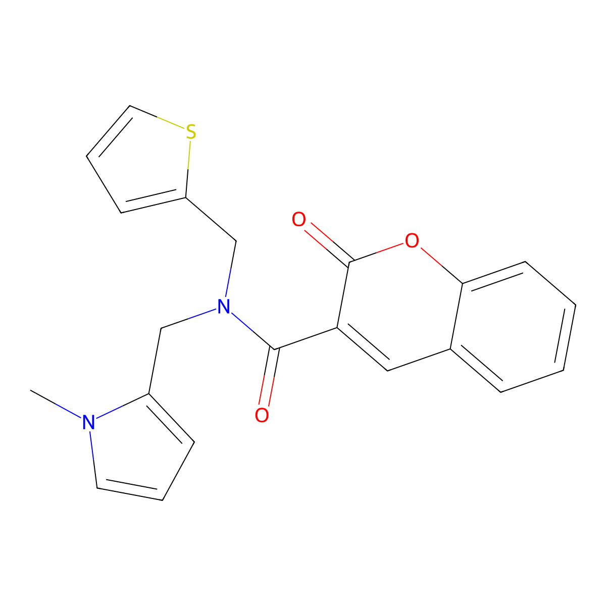 N-((1-methyl-1H-pyrrol-2-yl)methyl)-2-oxo-N-(thiophen-2-ylmethyl)-2H-chromene-3-carboxamide molecular structure, CAS 1251614-87-5