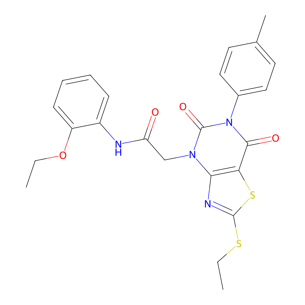 N-(2-ethoxyphenyl)-2-[2-(ethylsulfanyl)-6-(4-methylphenyl)-5,7-dioxo-4H,5H,6H,7H-[1,3]thiazolo[4,5-d]pyrimidin-4-yl]acetamide molecular structure, CAS 1251614-88-6