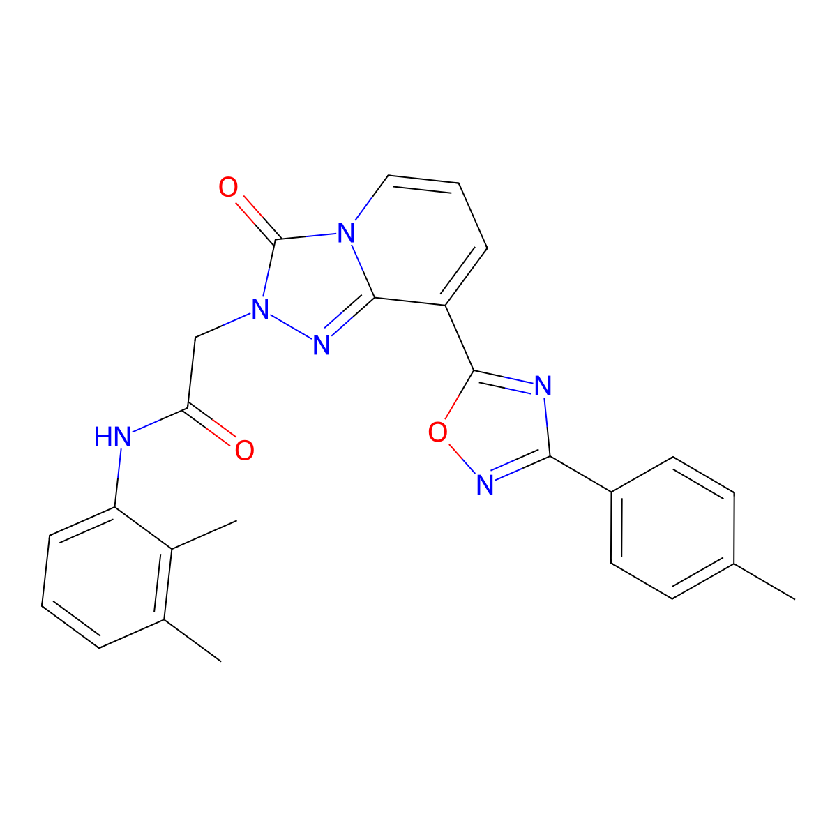N-(2,3-dimethylphenyl)-2-(3-oxo-8-(3-(p-tolyl)-1,2,4-oxadiazol-5-yl)-[1,2,4]triazolo[4,3-a]pyridin-2(3H)-yl)acetamide molecular structure, CAS 1251614-94-4