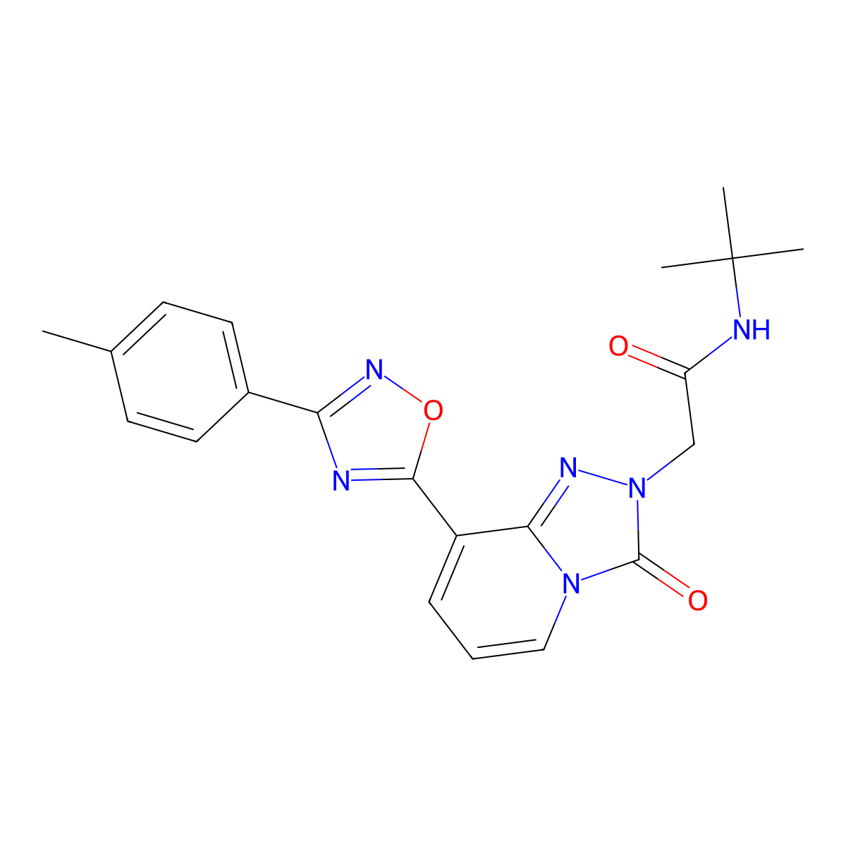 N-tert-butyl-2-{8-[3-(4-methylphenyl)-1,2,4-oxadiazol-5-yl]-3-oxo-2H,3H-[1,2,4]triazolo[4,3-a]pyridin-2-yl}acetamide molecular structure, CAS 1251615-01-6