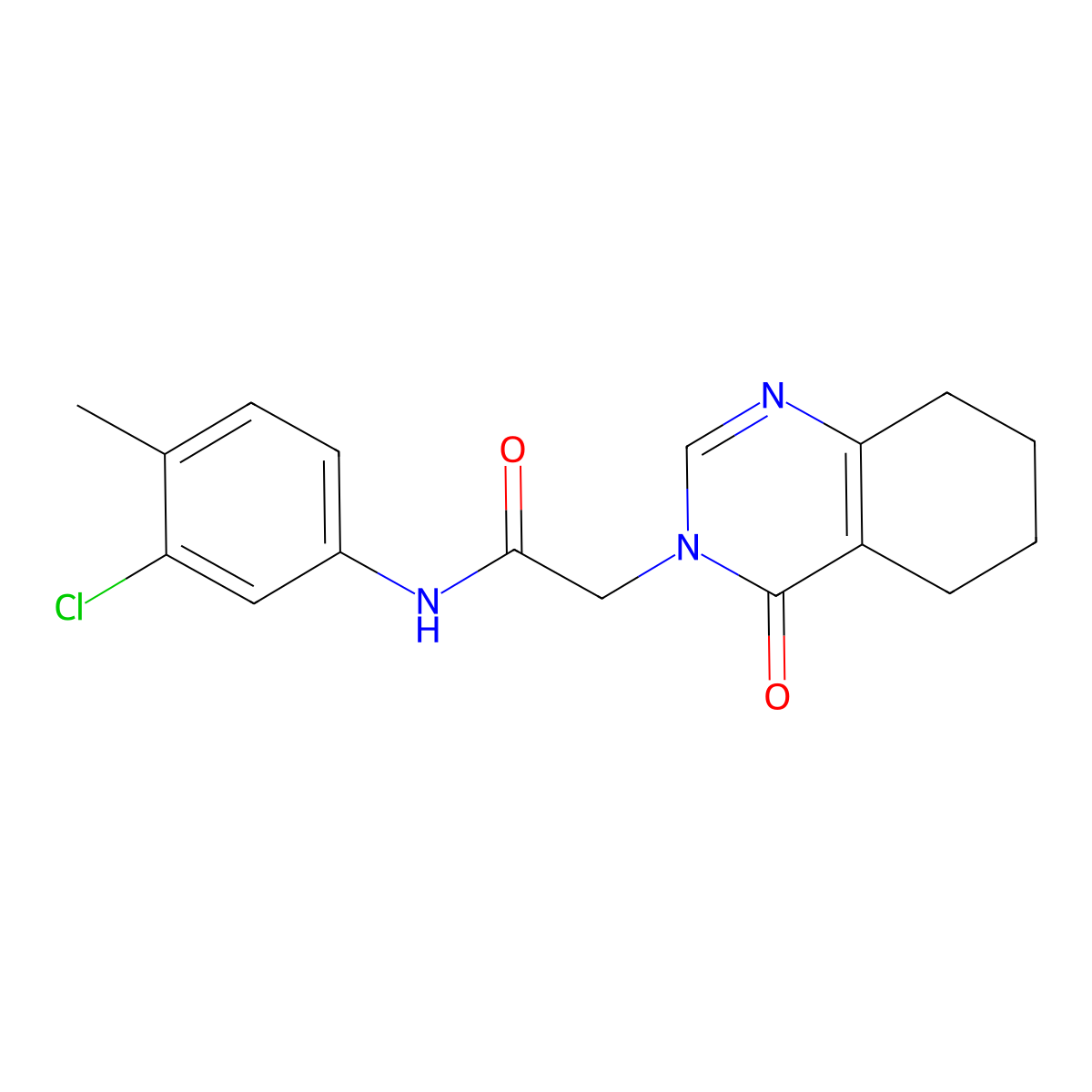 N-(3-chloro-4-methylphenyl)-2-(4-oxo-5,6,7,8-tetrahydroquinazolin-3(4H)-yl)acetamide molecular structure, CAS 1251615-02-7