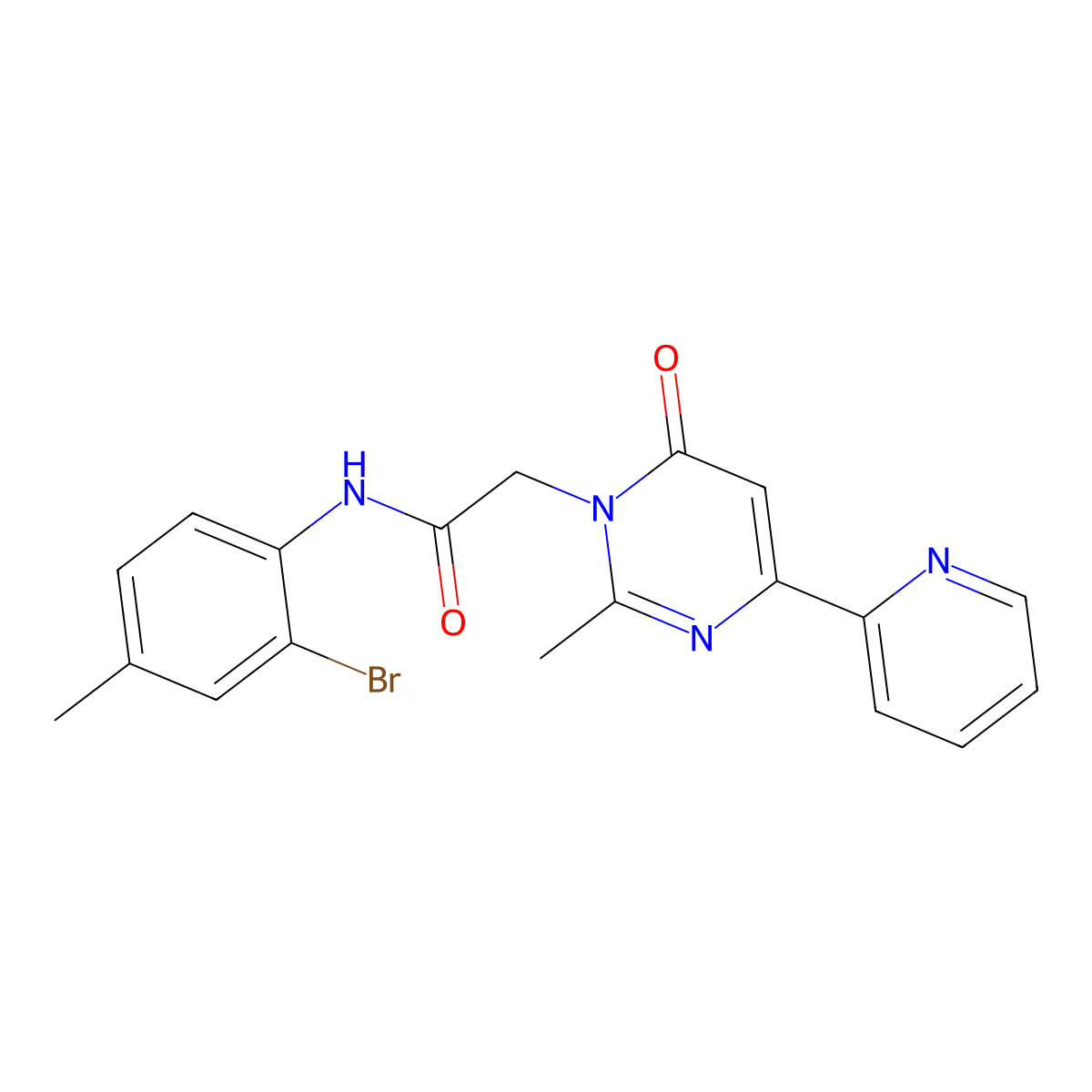 N-(2-bromo-4-methylphenyl)-2-(2-methyl-6-oxo-4-(pyridin-2-yl)pyrimidin-1(6H)-yl)acetamide molecular structure, CAS 1251615-14-1