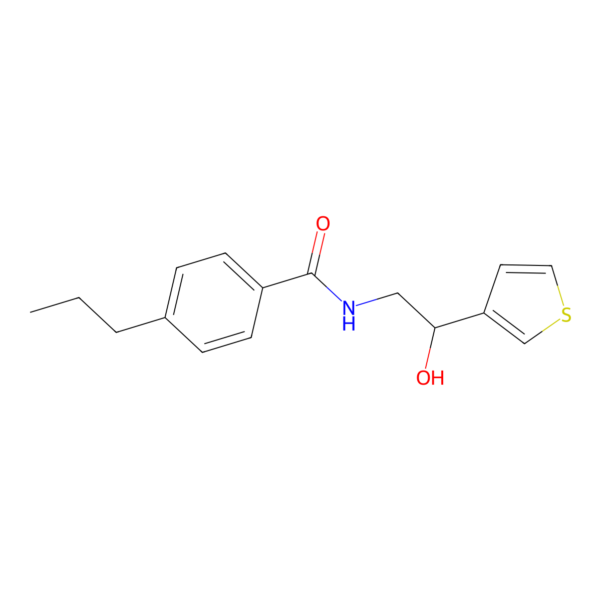 N-[2-hydroxy-2-(thiophen-3-yl)ethyl]-4-propylbenzamide molecular structure, CAS 1251615-15-2