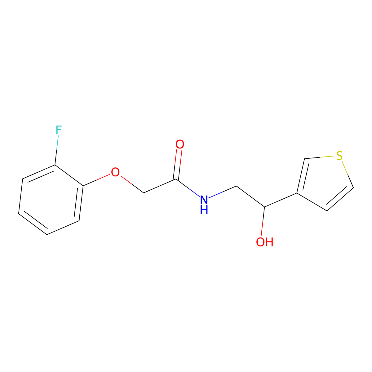 2-(2-fluorophenoxy)-N-(2-hydroxy-2-(thiophen-3-yl)ethyl)acetamide molecular structure, CAS 1251615-22-1