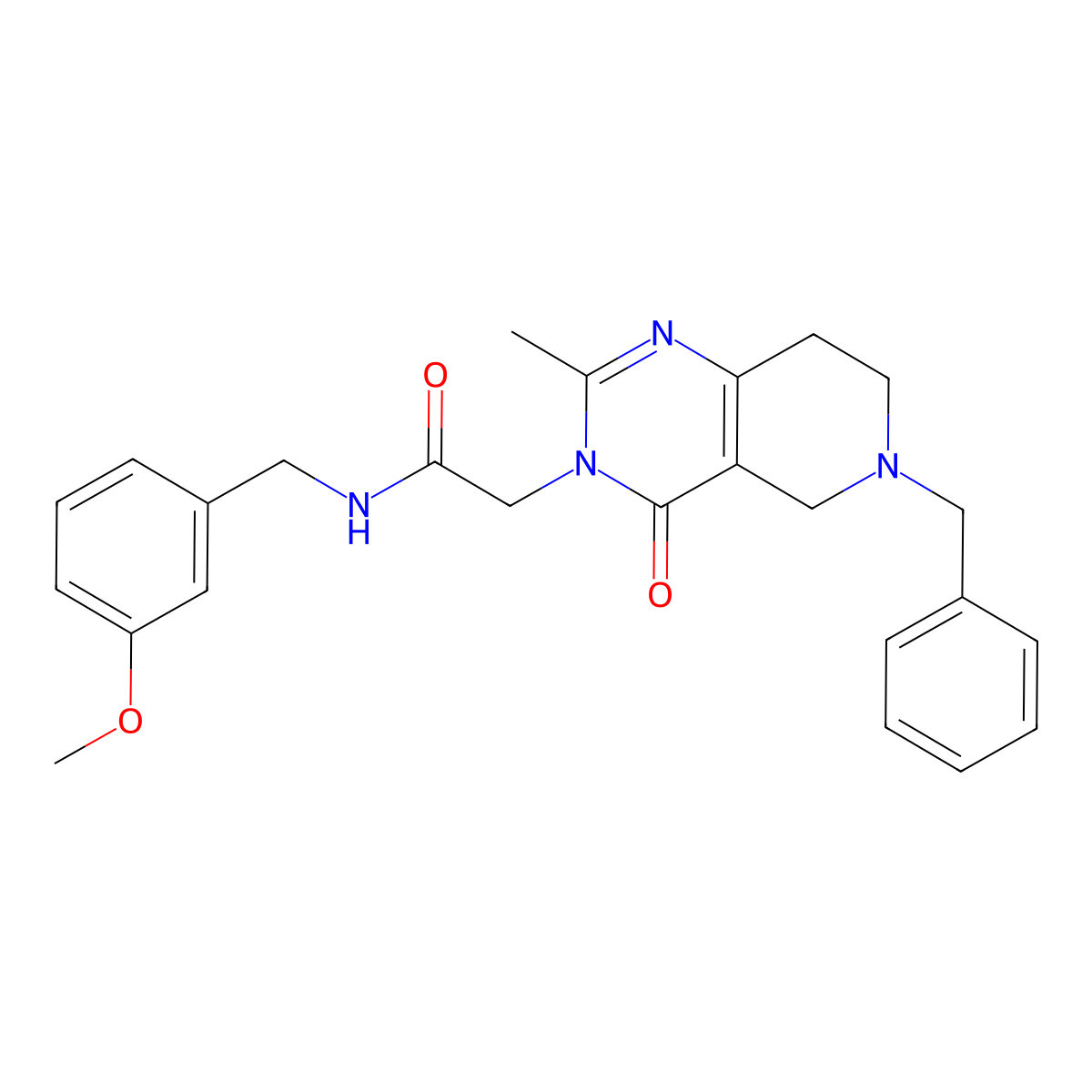 2-(6-benzyl-2-methyl-4-oxo-5,6,7,8-tetrahydropyrido[4,3-d]pyrimidin-3(4H)-yl)-N-(3-methoxybenzyl)acetamide molecular structure, CAS 1251615-30-1