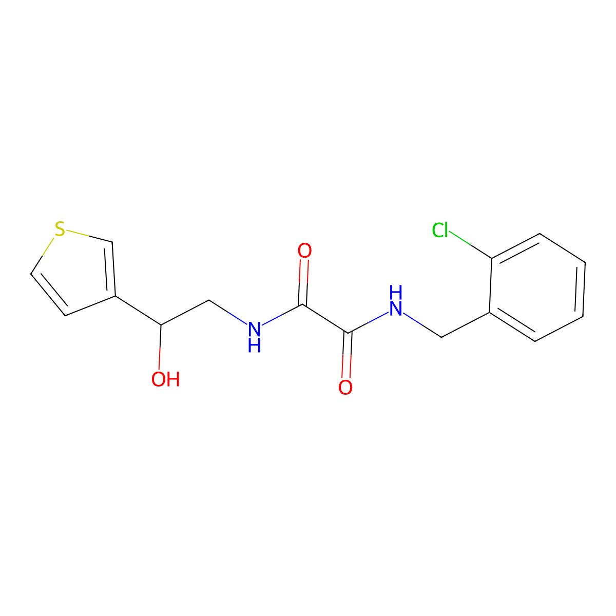 N1-(2-chlorobenzyl)-N2-(2-hydroxy-2-(thiophen-3-yl)ethyl)oxalamide molecular structure, CAS 1251615-31-2
