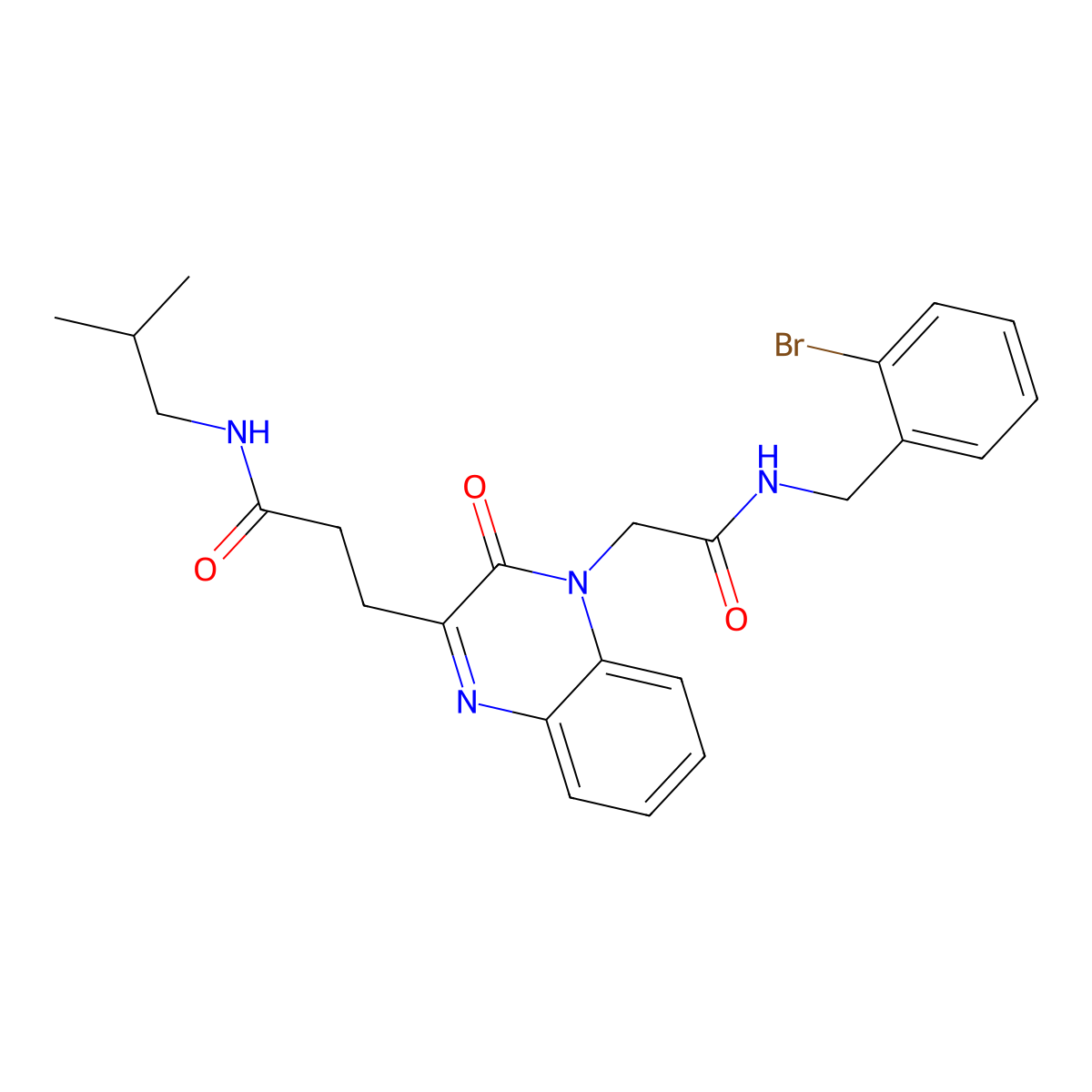 3-[4-({[(2-bromophenyl)methyl]carbamoyl}methyl)-3-oxo-3,4-dihydroquinoxalin-2-yl]-N-(2-methylpropyl)propanamide molecular structure, CAS 1251615-34-5