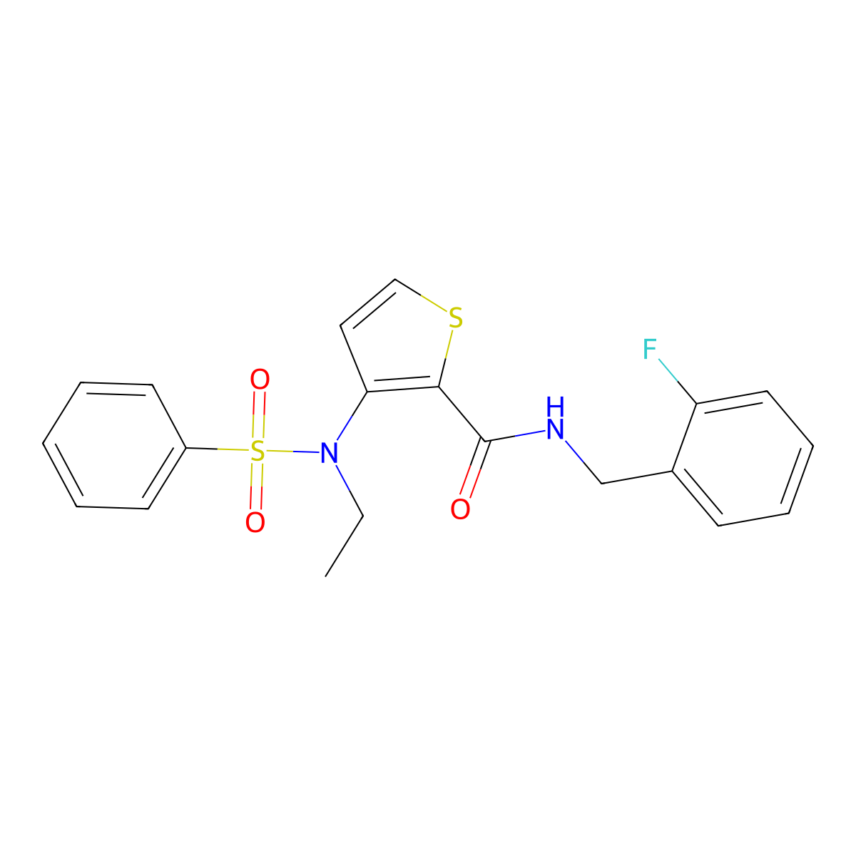 3-(N-ethylbenzenesulfonamido)-N-[(2-fluorophenyl)methyl]thiophene-2-carboxamide molecular structure, CAS 1251615-45-8