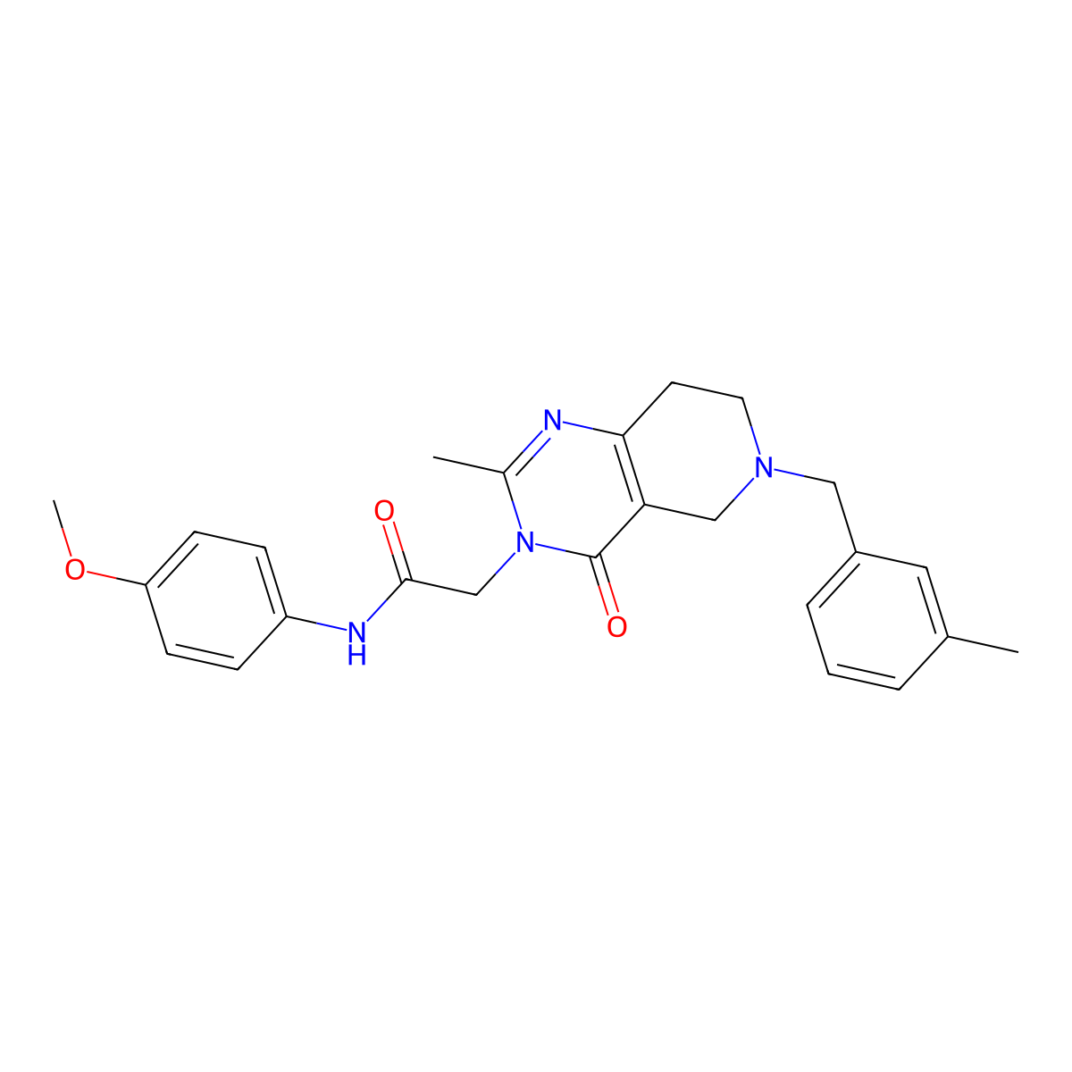 N-(4-methoxyphenyl)-2-(2-methyl-6-(3-methylbenzyl)-4-oxo-5,6,7,8-tetrahydropyrido[4,3-d]pyrimidin-3(4H)-yl)acetamide molecular structure, CAS 1251615-46-9