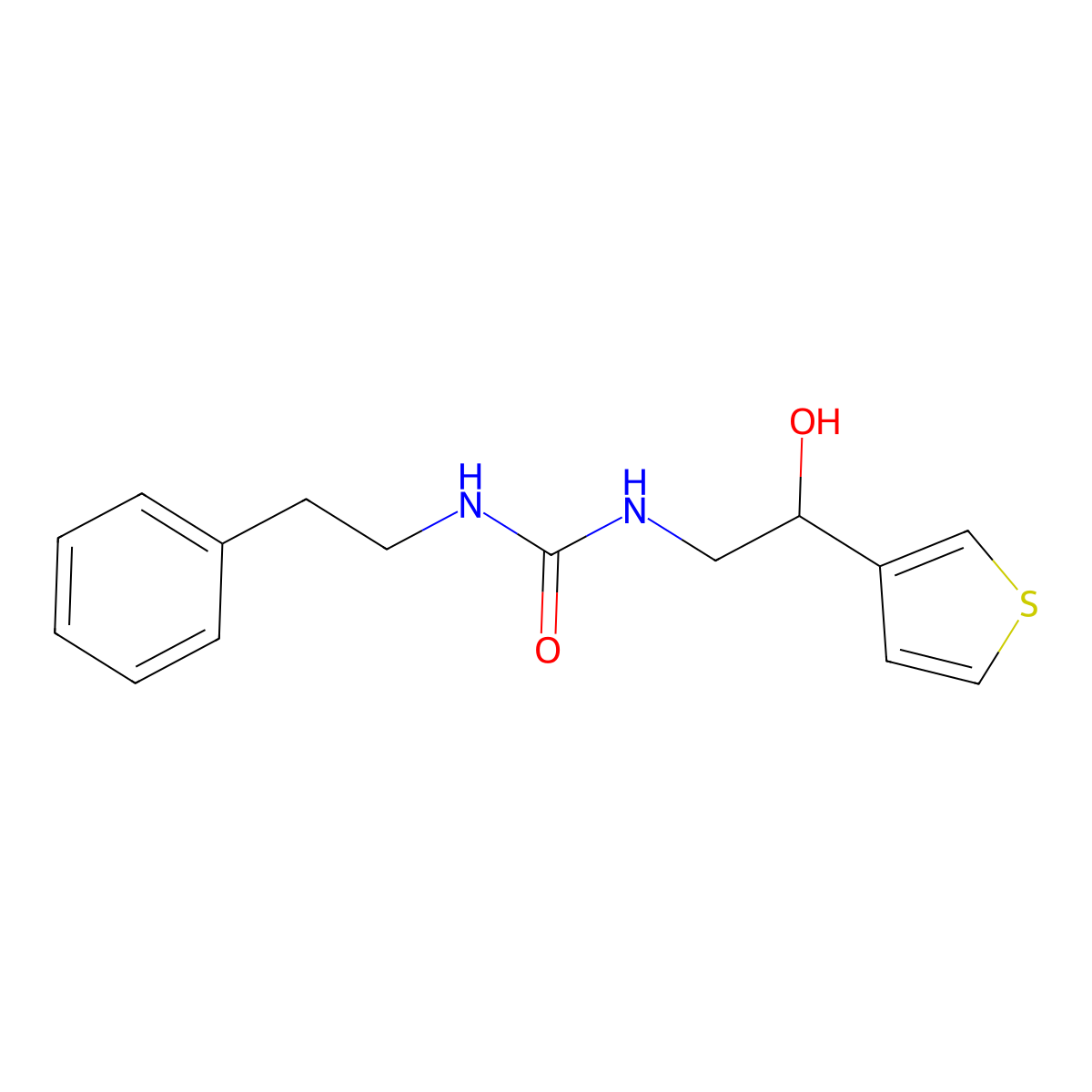 1-(2-Hydroxy-2-(thiophen-3-yl)ethyl)-3-phenethylurea molecular structure, CAS 1251615-49-2