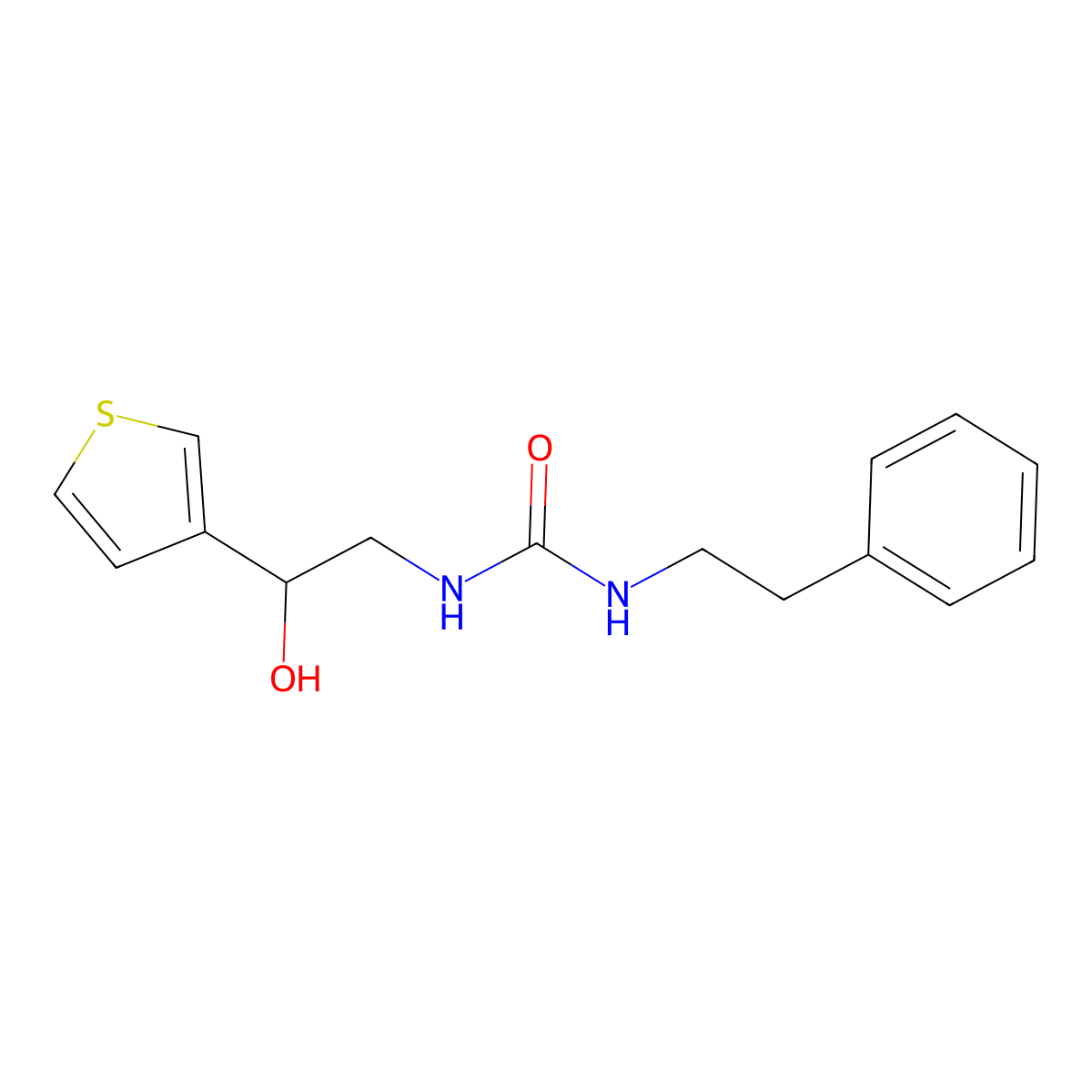 1-(2-Hydroxy-2-(thiophen-3-yl)ethyl)-3-phenethylurea molecular structure, CAS 1251615-49-2