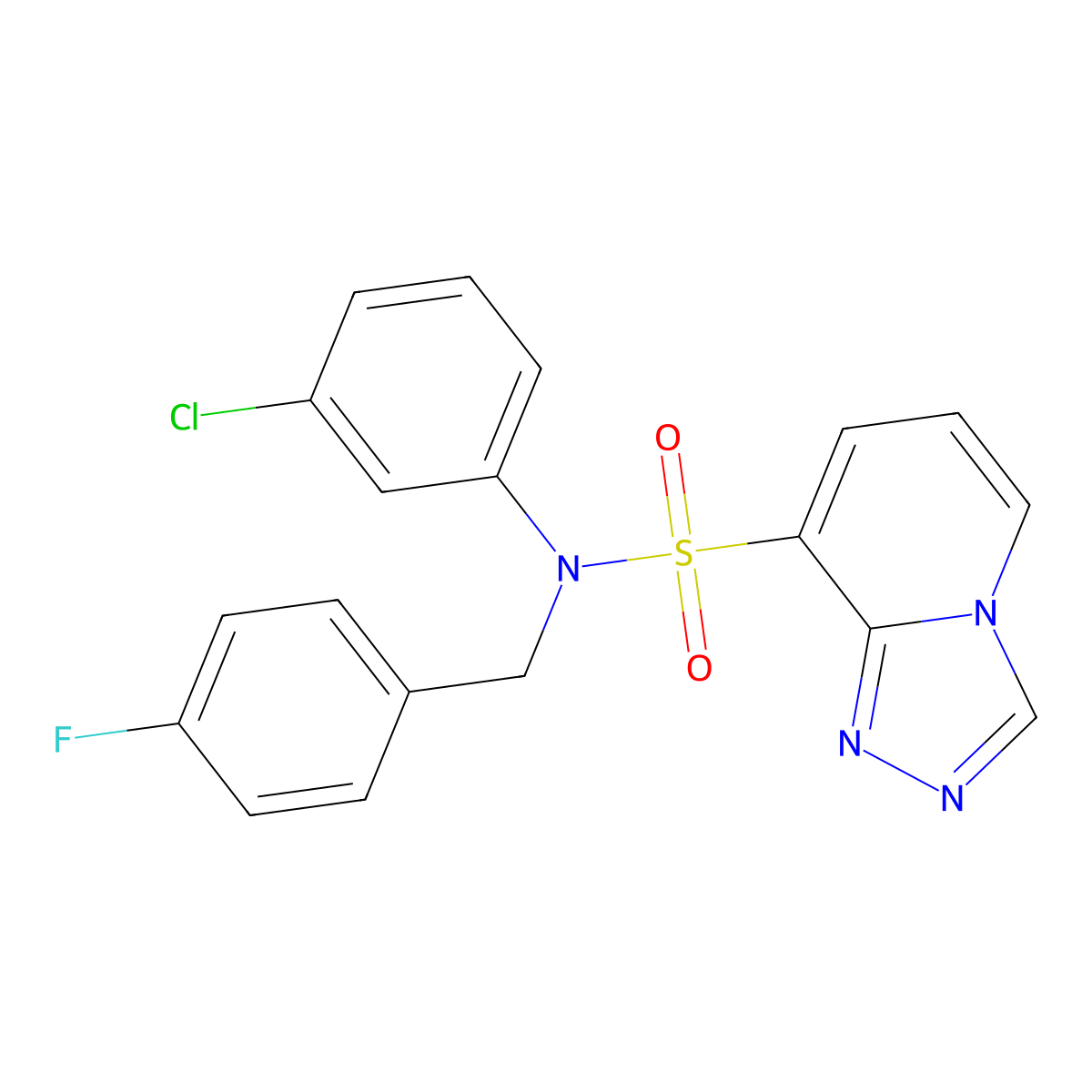 N-(3-chlorophenyl)-N-[(4-fluorophenyl)methyl]-[1,2,4]triazolo[4,3-a]pyridine-8-sulfonamide molecular structure, CAS 1251615-57-2