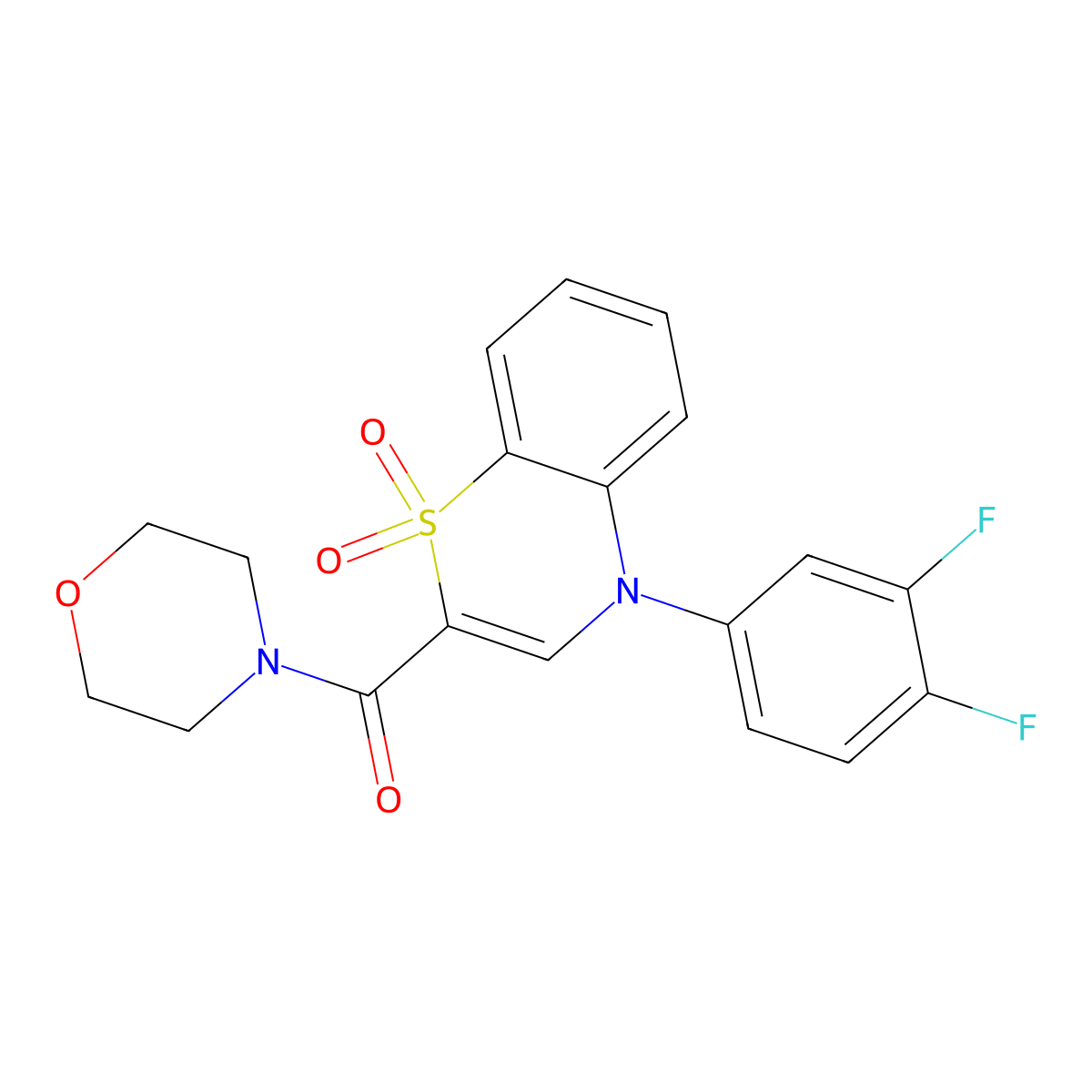 (4-(3,4-difluorophenyl)-1,1-dioxido-4H-benzo[b][1,4]thiazin-2-yl)(morpholino)methanone molecular structure, CAS 1251615-59-4
