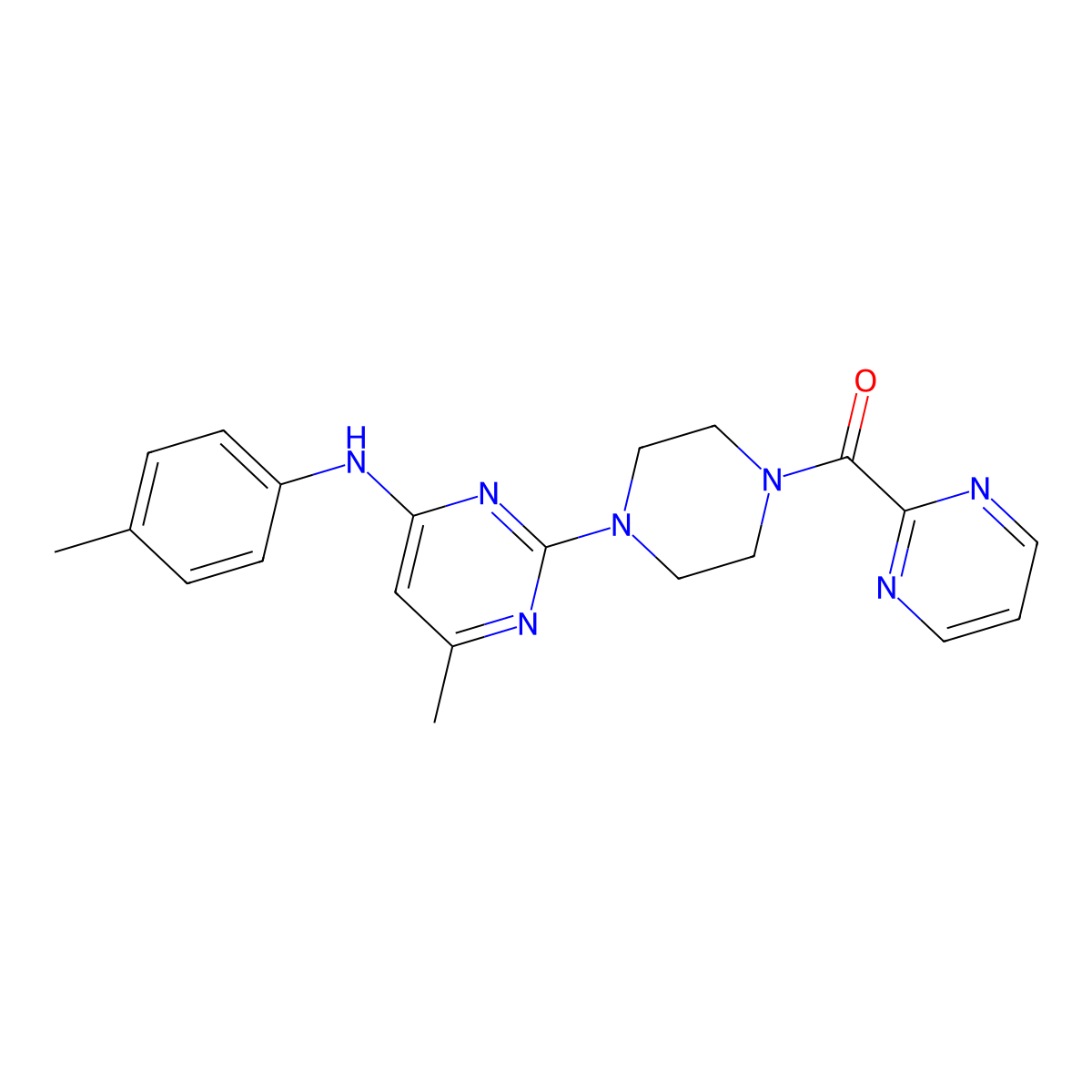 (4-(4-Methyl-6-(p-tolylamino)pyrimidin-2-yl)piperazin-1-yl)(pyrimidin-2-yl)methanone molecular structure, CAS 1251615-60-7