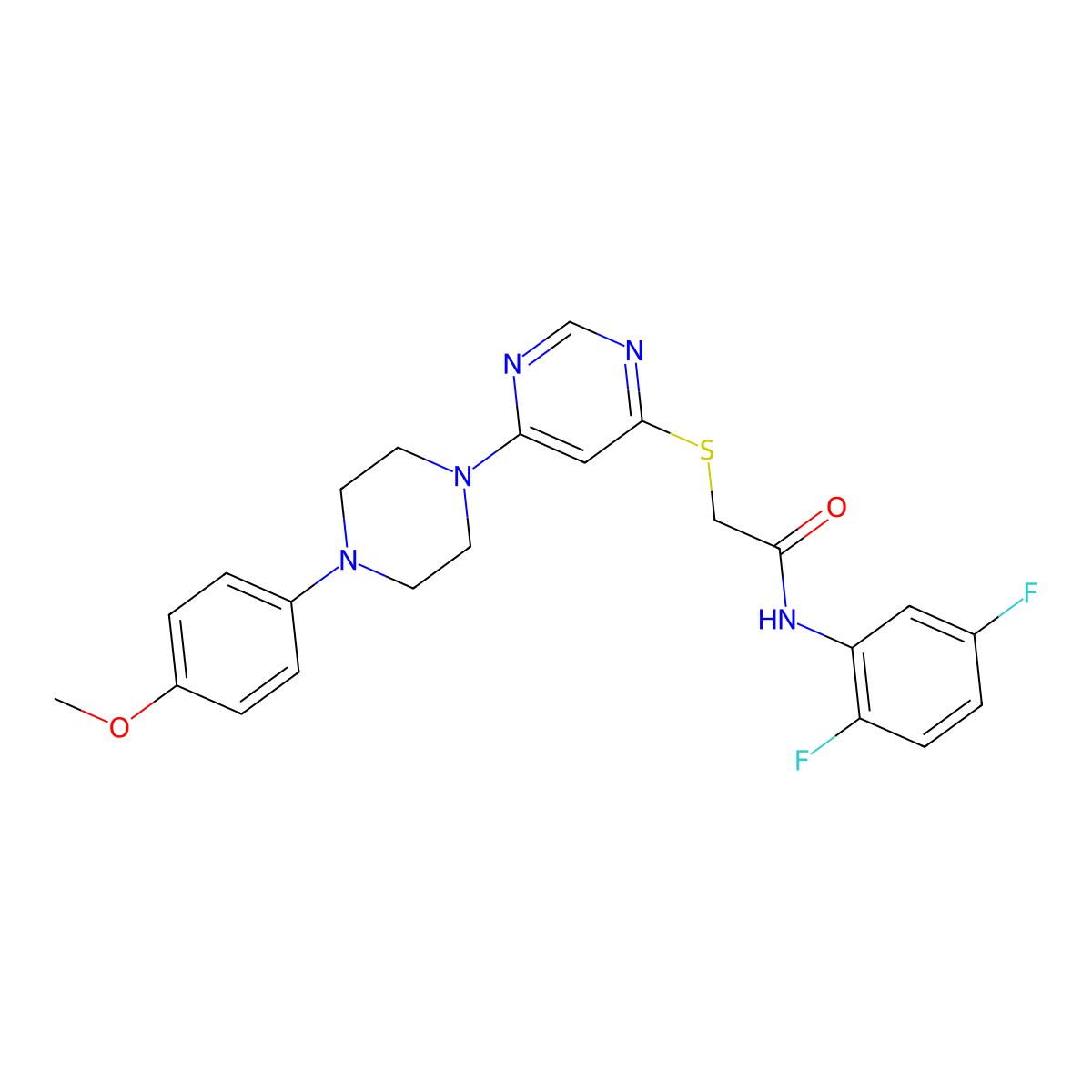 N-(2,5-difluorophenyl)-2-((6-(4-(4-methoxyphenyl)piperazin-1-yl)pyrimidin-4-yl)thio)acetamide molecular structure, CAS 1251615-61-8