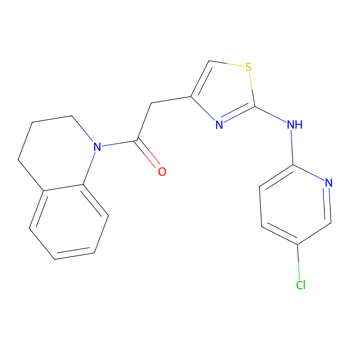 2-(2-((5-chloropyridin-2-yl)amino)thiazol-4-yl)-1-(3,4-dihydroquinolin-1(2H)-yl)ethanone molecular structure, CAS 1251615-64-1