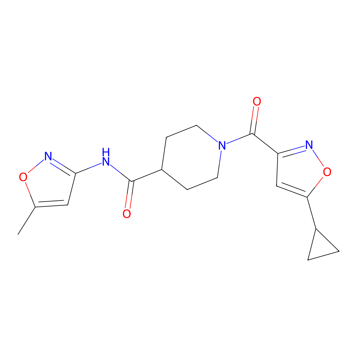 1-(5-cyclopropylisoxazole-3-carbonyl)-N-(5-methylisoxazol-3-yl)piperidine-4-carboxamide molecular structure, CAS 1251615-75-4