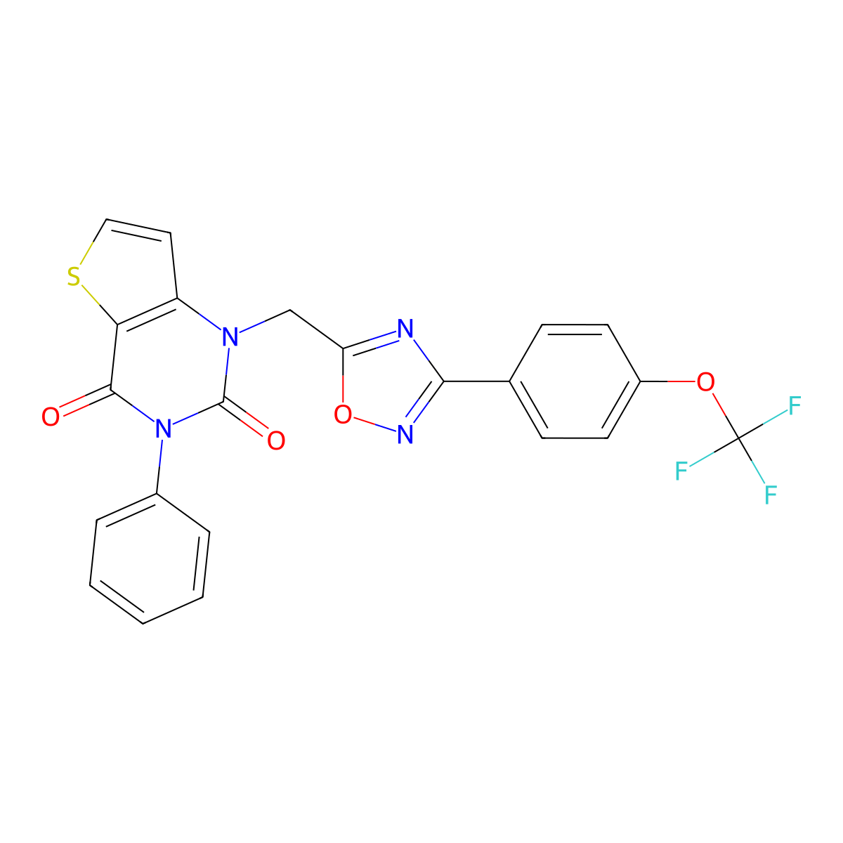 3-phenyl-1-((3-(4-(trifluoromethoxy)phenyl)-1,2,4-oxadiazol-5-yl)methyl)thieno[3,2-d]pyrimidine-2,4(1H,3H)-dione molecular structure, CAS 1251615-76-5