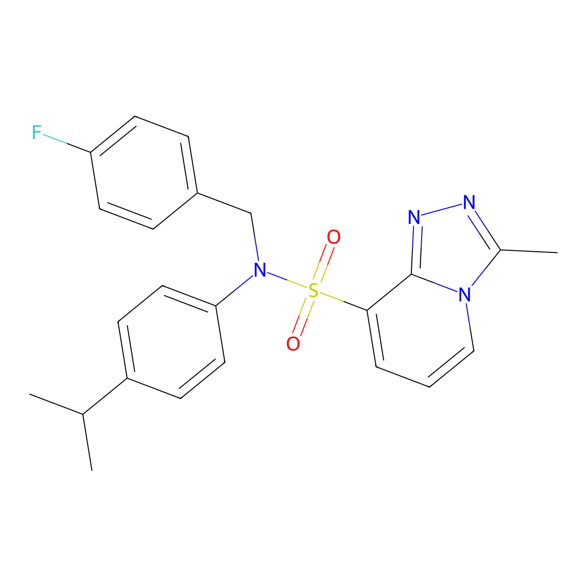 N-[(4-fluorophenyl)methyl]-3-methyl-N-[4-(propan-2-yl)phenyl]-[1,2,4]triazolo[4,3-a]pyridine-8-sulfonamide molecular structure, CAS 1251615-83-4