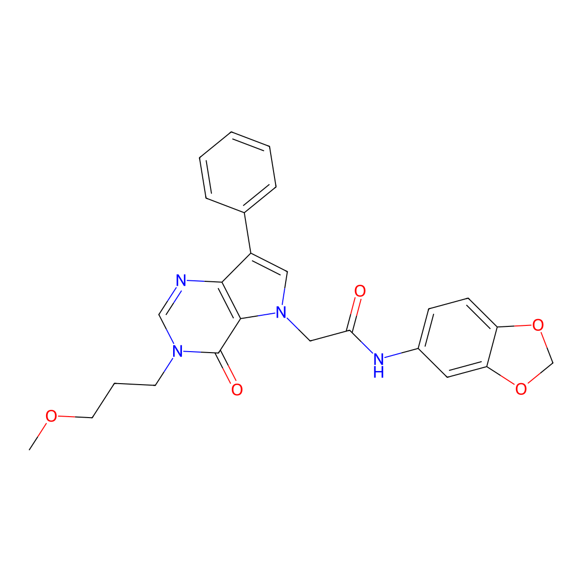 N-(2H-1,3-benzodioxol-5-yl)-2-[3-(3-methoxypropyl)-4-oxo-7-phenyl-3H,4H,5H-pyrrolo[3,2-d]pyrimidin-5-yl]acetamide molecular structure, CAS 1251615-91-4