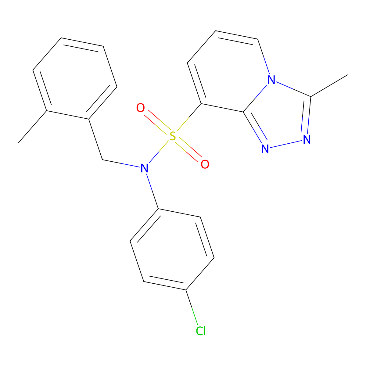N-(4-chlorophenyl)-3-methyl-N-[(2-methylphenyl)methyl]-[1,2,4]triazolo[4,3-a]pyridine-8-sulfonamide molecular structure, CAS 1251615-92-5