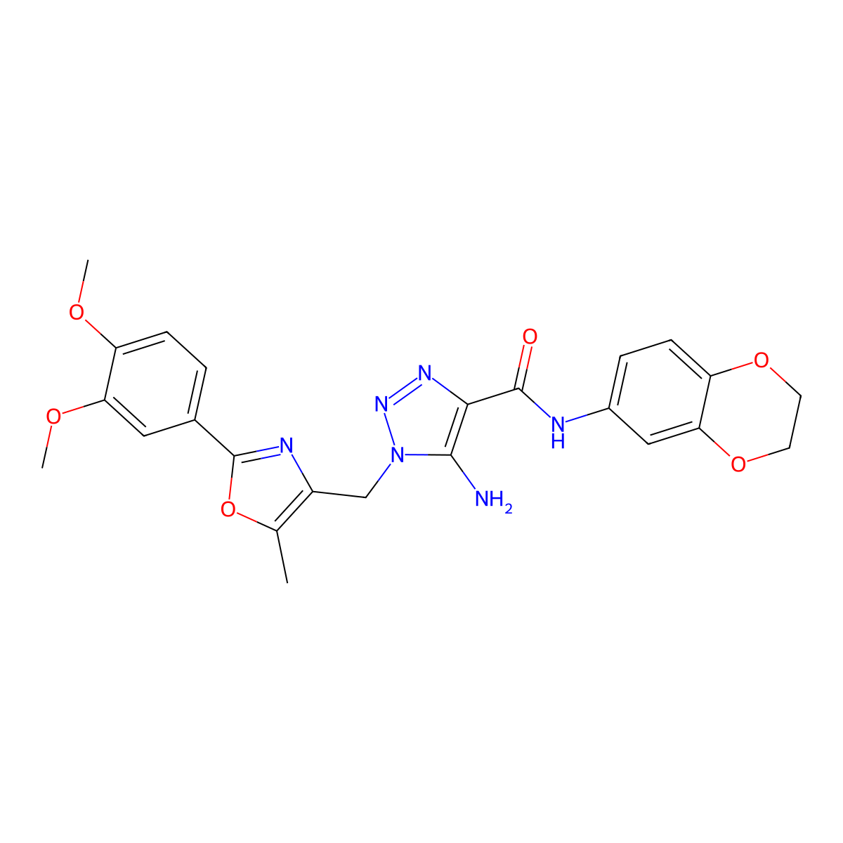 5-amino-N-(2,3-dihydro-1,4-benzodioxin-6-yl)-1-{[2-(3,4-dimethoxyphenyl)-5-methyl-1,3-oxazol-4-yl]methyl}-1H-1,2,3-triazole-4-carboxamide molecular structure, CAS 1251615-94-7
