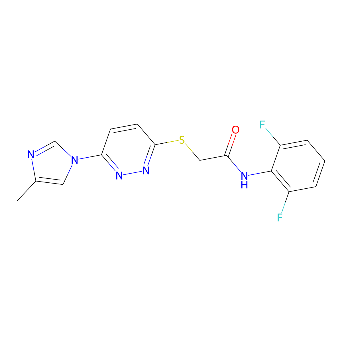 N-(2,6-difluorophenyl)-2-((6-(4-methyl-1H-imidazol-1-yl)pyridazin-3-yl)thio)acetamide molecular structure, CAS 1251616-03-1