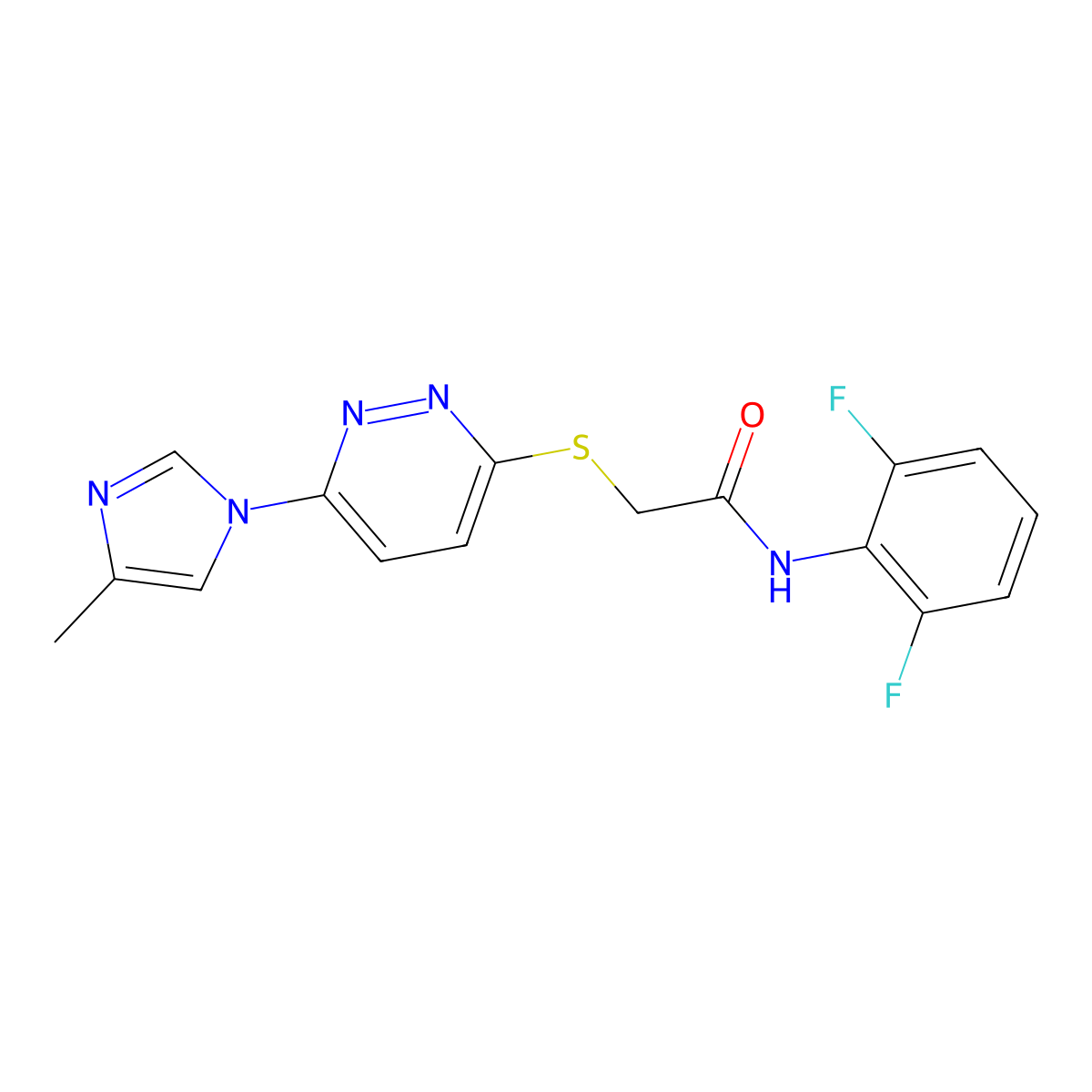 N-(2,6-difluorophenyl)-2-((6-(4-methyl-1H-imidazol-1-yl)pyridazin-3-yl)thio)acetamide molecular structure, CAS 1251616-03-1